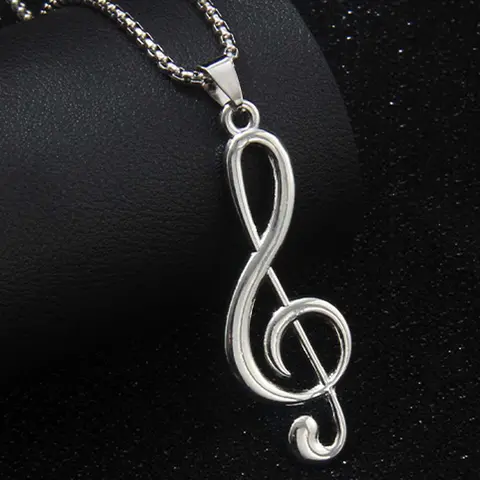 1 Piece of Hip-hop Rock Exaggerated Note Stainless Steel Non Fading Necklace for Men and Women, Simple and Trendy Street Style Party Versatile Long Necklace, Non Tarnish Necklace, Fashionable Jewelry, Fashion Accessory Necklace, Casual Trendy Jewelry