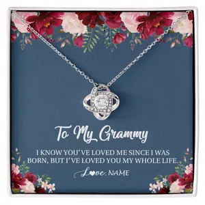 Personalized Grammy Necklace From Grandkids Granddaughter Grandson I've Loved You My Whole Life Floral Grammy Birthday Mothers Day Christmas Customized Message Card, Necklace Perfect for Birthday Anniversary Valentine Graduation Gift Idea