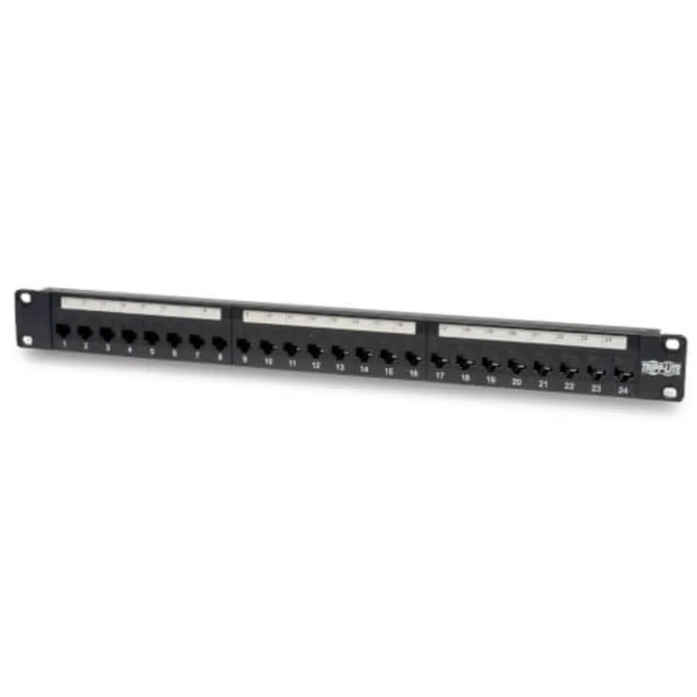 Tripp Lite series 24-Port 1U Rack-Mount Cat6/Cat5 Feedthrough Patch Panel, RJ45 Ethernet, TAA