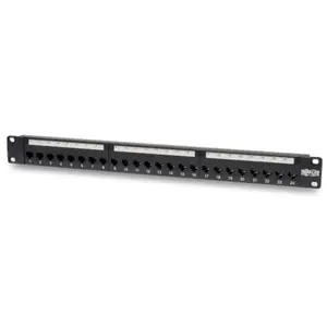 Tripp Lite series 24-Port 1U Rack-Mount Cat6/Cat5 Feedthrough Patch Panel, RJ45 Ethernet, TAA