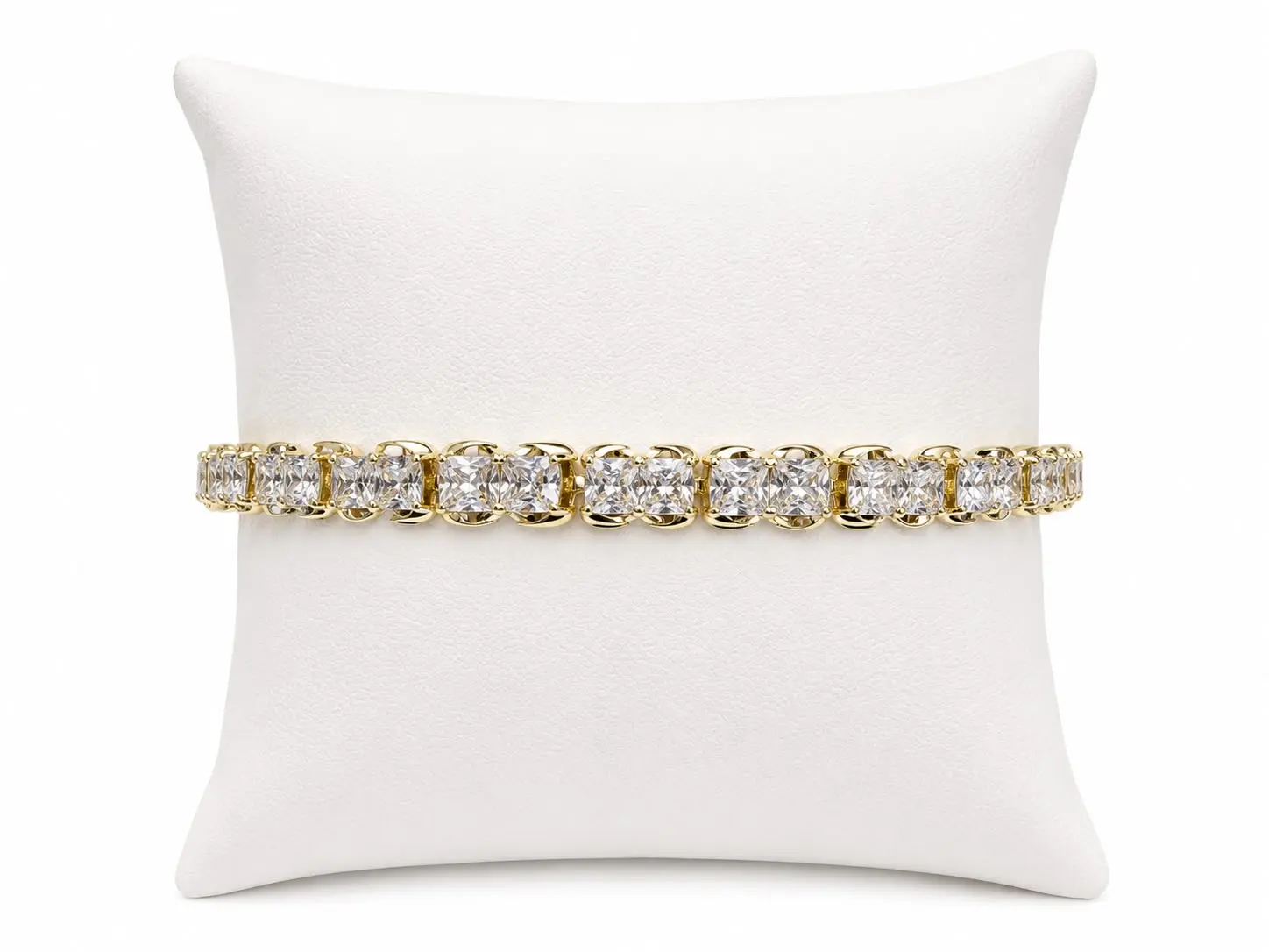 14k Gold Plated Princess Cut Cubic Zirconia Bracelet