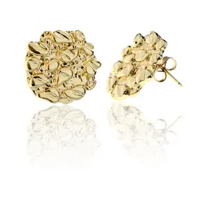 womens gifts&Gold nugget earrings for men - nugget earring 18k gold Plated -925 Sterling Silver Stud Earrings gold plated earrings studs cookie earring Heart stud earrings
