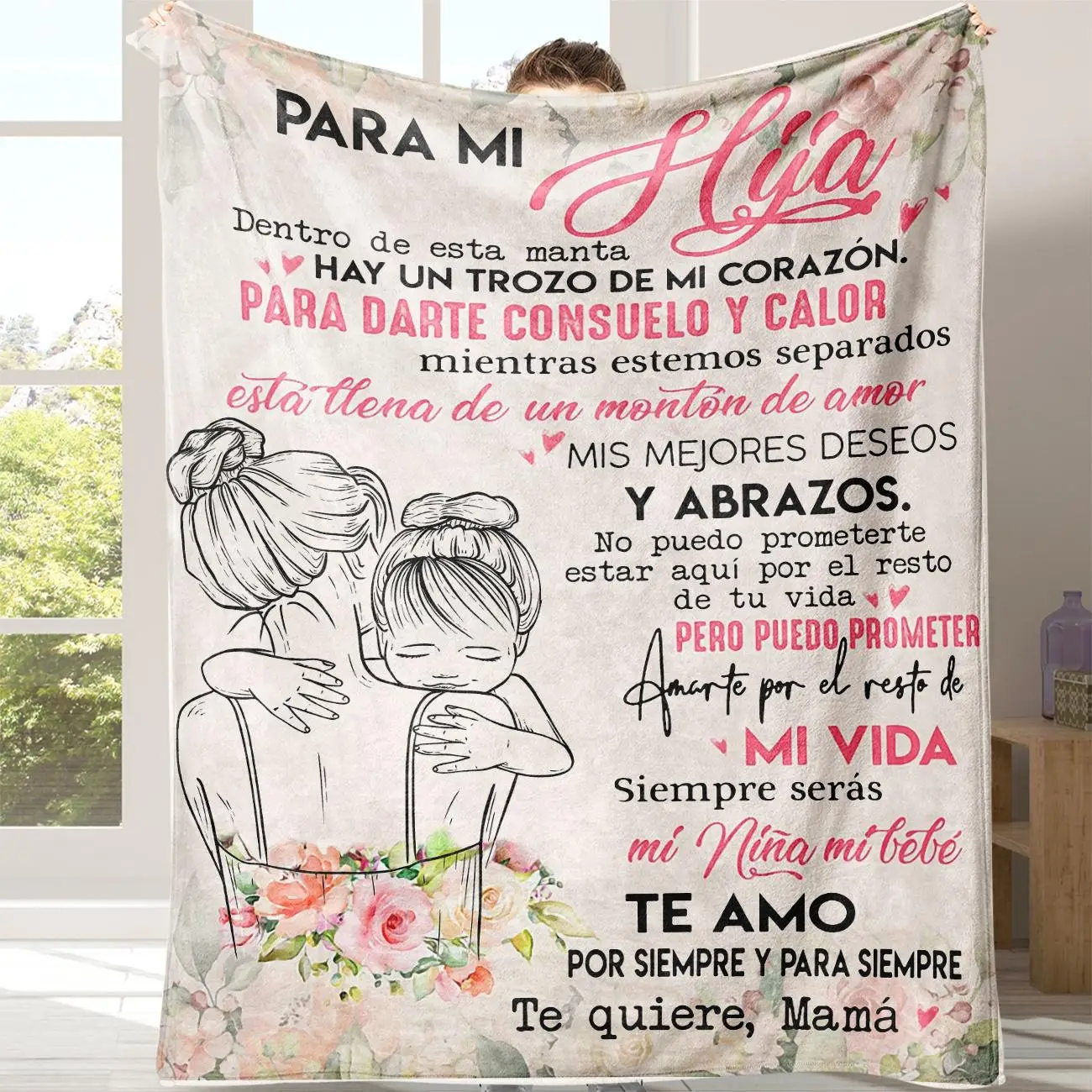 Floral & Letter Pattern Blanket, 1 Count Soft Comfortable Throw Blanket, Air-conditioned Room Blanket, Warm Nap Blanket for Home & Office & Travel