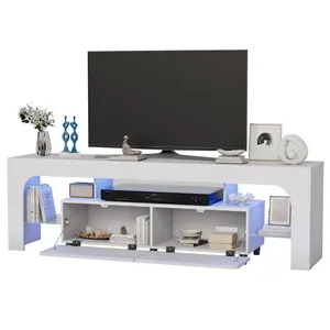 Modern LED TV Stand with Large Storage Drawer for 50-75" TVs, Stylish Console Table with Color Control Lights,Perfect for Living Room & Bedroom White