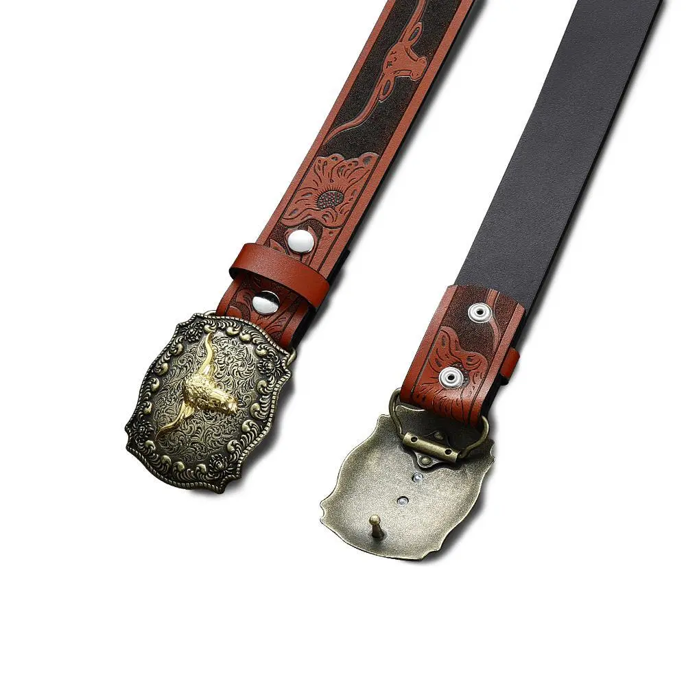 Men's Classic Red-Brown Real Leather Belt - Embossed, Custom Letter Detail, Vintage Cowboy Western Style, Premium Trendy Exquisite Versatile Fashion Belt, Vintage Waist Accessory, Ideal Gift for Special Occasions, Premium Belts, Trendy Exquisite Belt
