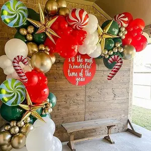 Christmas Red Green Gold Balloons Garland Kit, Star candy Balloons for  Christmas New Year Party Decorations Wedding Aluminium