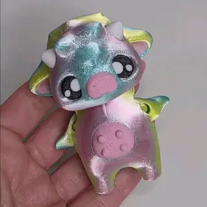3D Printed Cow Pixie in Shiny Rainbow Design - Adorable & Unique Decorative Figurine