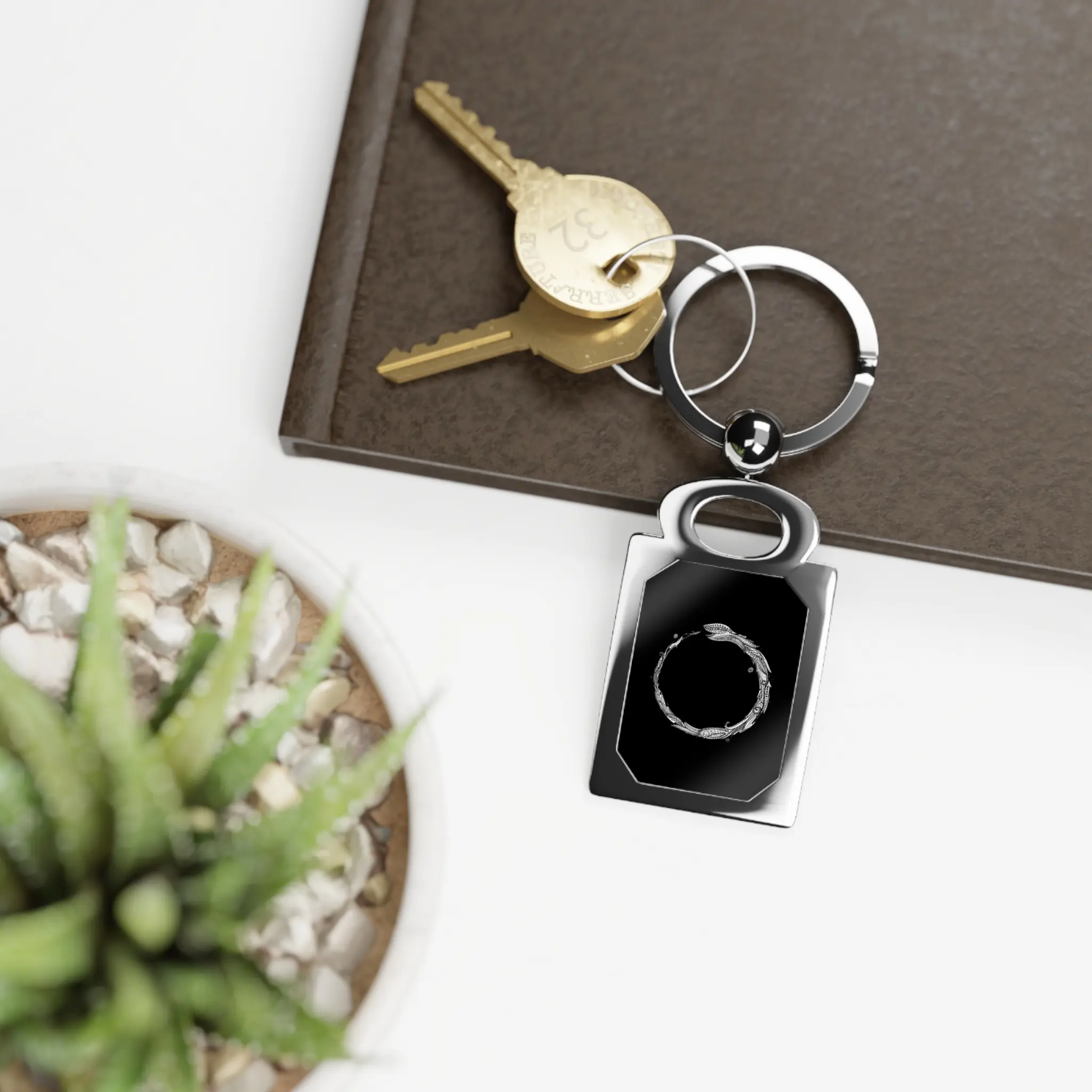 Engraved Rectangle Photo Keyring – Customizable Stainless Steel Keepsake