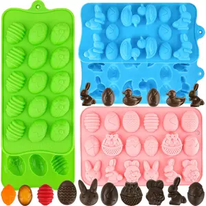 Easter Egg Silicone Mold for Chocolate 5 Packs Egg Shaped Mold Baking Pan for Easter Party Hot Chocolate Bombs Fondant Candy Jelly Dome Mousse Cake Topper Making