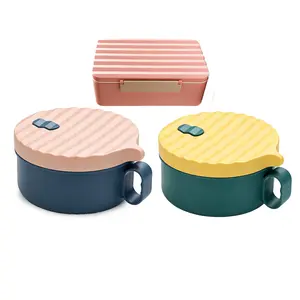 Multi-Style Wavy Lunch Boxes & Ramen Bowls, 33.81oz/40.58oz Stainless Steel & Plastic Options, Portable Cookware for Ramen, Pho, Soup & Pasta, Dishwasher Safe for Home, Office & Dorm