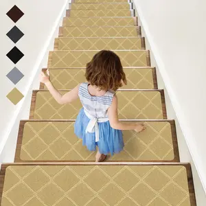 Stair Treads Carpet Non-Slip Indoor 15 count  Stair Treads Rugs Anti Moving Modern Stair Runners Safety for  Dogs, 8" X 30",  Beige