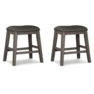 Caitbrook - Upholstered Stool (Set of 2) - Gray