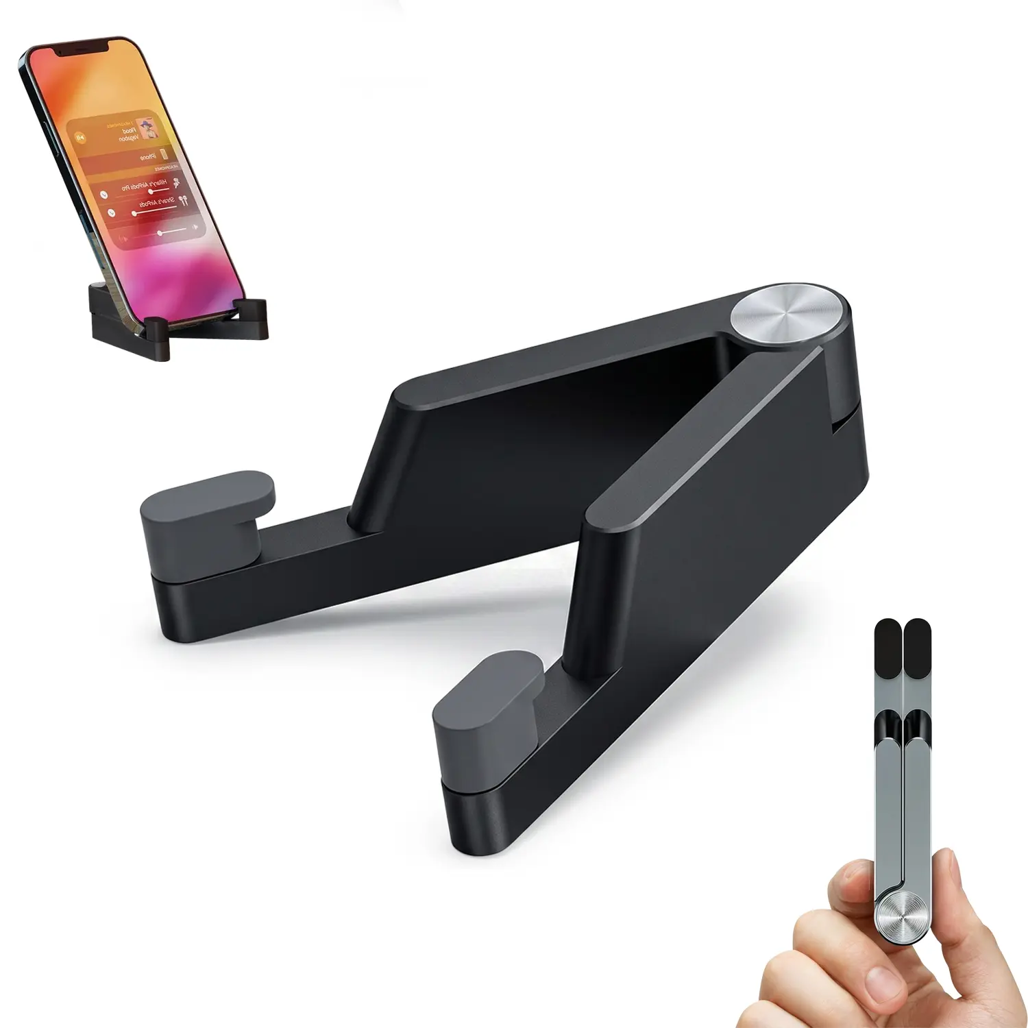 Cell Phone Stand, Phone Stand for Desk, Foldable & Portable iPhone Stand, Cell Phone Holder Desk Compatible with All Mobile Phone, iPhone, iPad mini, Tablet 4-10.5"