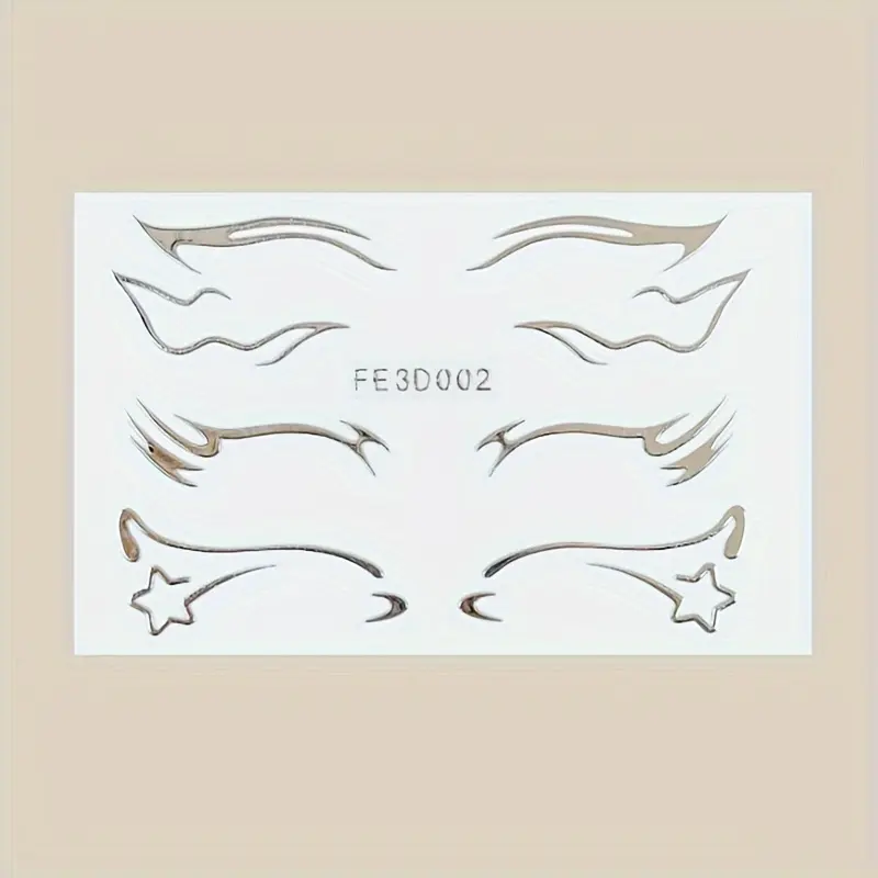 3D Metallic Silver Eyeliner Stickers Set - Easy-to-Use Beauty Makeup Tool, Face Decoration Accessory, Suitable for All Skin Types & Colors