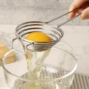 1pc Stainless Steel Egg Yolk & Egg White Separator with Extended Handle - Hygienic Egg Separator Suitable for,, Meringues, Omelets - Quick & Yolk/White Separation