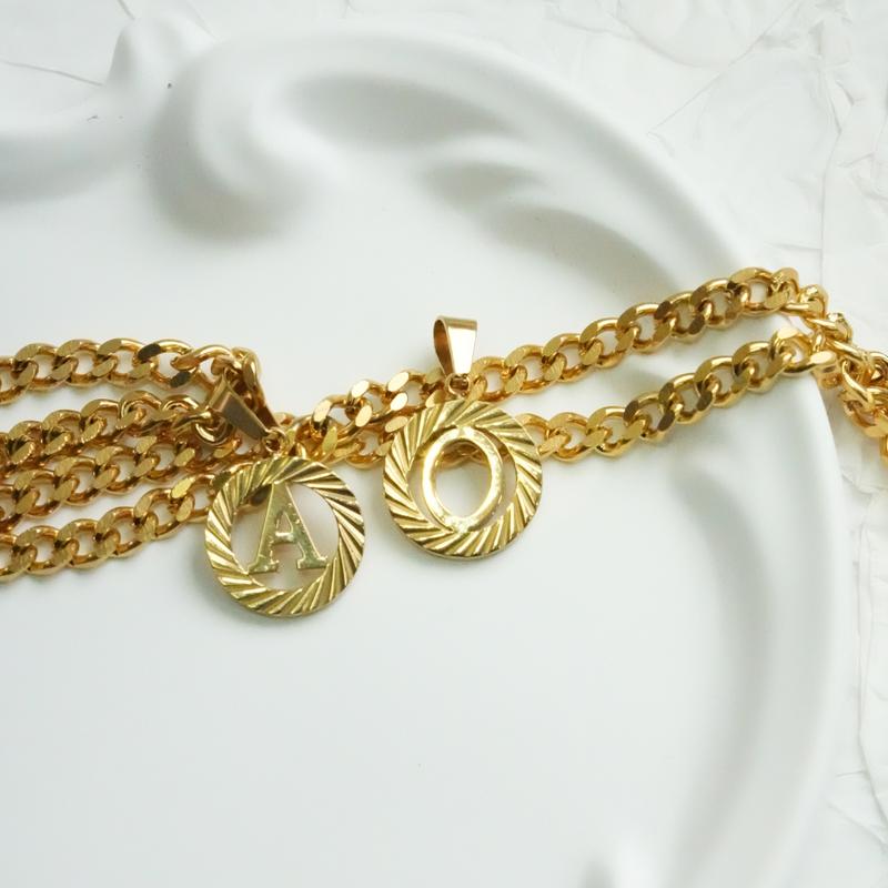 GGIRL Cuban 18K Gold Plated 26 letter Necklace Initial A-Z Cuban Link Chain Necklace for Men Boys Women ,Dainty Trendy Threaded hollow out Letter Pendant  Necklace
