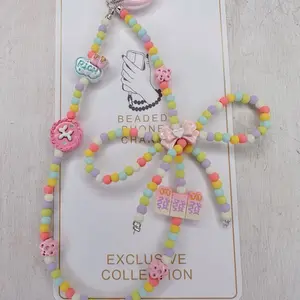 Handmade Seed Beads and Metal Charms for Phone Chains/Keychains - Colorful Beaded Design with Unique Charms