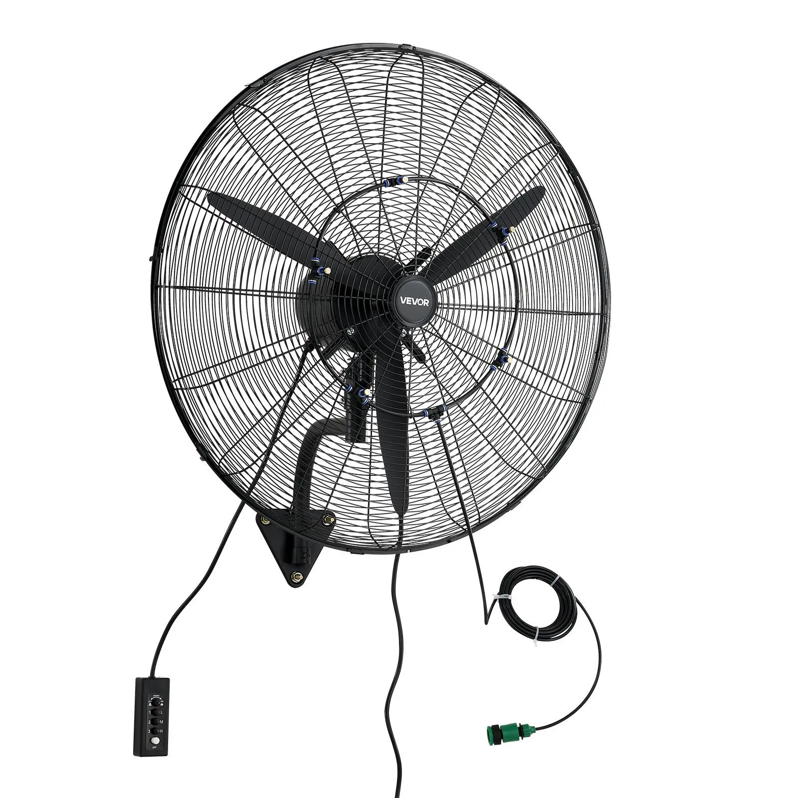 【Father's Day Gifts】VEVOR Sturdy 30-in Industrial Evaporative Wall-Mounted Fan, Oscillating Cooling Mist Function, IP44 Dustproof Rating, 3-Speed Adjustable Mechanical Control, 29.5 Ft/9 M Long-Lasting Airflow for Garage, Workshop