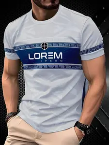 Casual Letters Print Men's Streetwear T-Shirt, Vintage American Style Men's Casual Round Neck Short Sleeve, Quick-Dry Sports T-Shirt, Breathable Moisture-Wicking Short Sleeve, Fitness Running Outdoor Stretch Casual Top