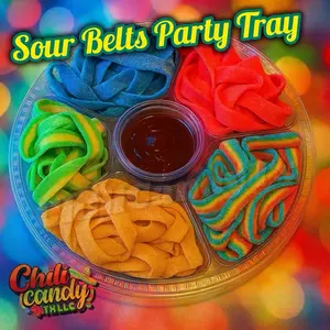 Chili Candy Sour Belts Party Tray Snack Candy with Five Flavors and Chamoy Sauce
