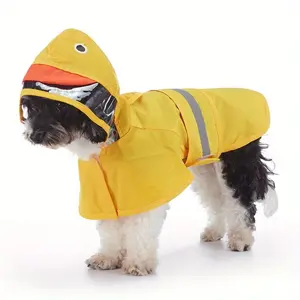 Cartoon Duck Reflective Pet Raincoat, Waterproof Comfortable Multi-Size Polyester Dog and Cat Raincoat, Pet Accessories for Rainy Days