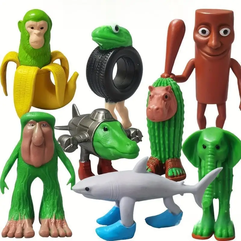 8pcs 1 Set Italian Brainrot Plastic Toy Action Figure,Tung Tung Tung Sahur Tralalero Tralala Decorative, Desktop Ornaments, Christmas, Birthday Gifts,