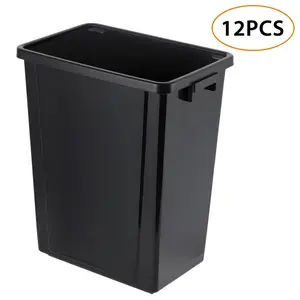 12Pcs Indoor Trash Can without Lid 10.25-Gallon Desk Side Wastebasket Black Garbage Can Fits Under Desk/Sink/Cabinet for Home Office Kitchen Use