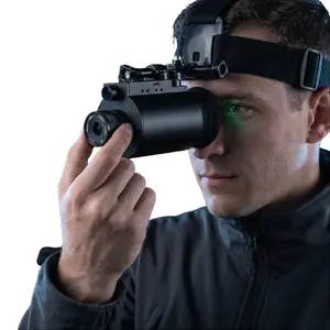 TakLite IRIS 1X Infrared Night Vision Monocular Hands-Free No Zoom Telescope for Hiking Camping Stargazing with Rubber Head Strap & Plastic Mounting Arm - Binocular