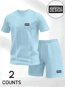 Men's Summer Set, Graphic Print Short Sleeve Tee and Shorts, Casual Tropical Vacation Style, Comfortable Daily Wear, 2 Piece Set