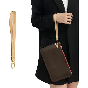 Ankes Purse Hand Wrist Strap,Vachetta Leather Replacement Wristlet Keychain Strap Clutch Bag Vachetta Leather Wristlet Strap for Neverfull Pouch Conversion