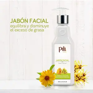 Pili Limpiador facial con hamamelis y caléndula, limpia y exfolia con pH controlado 8.4 oz.  Skincare Cleansing Cleanser Cosmetic Comfort