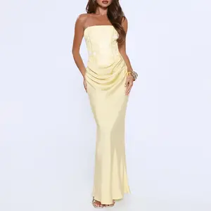 Hello Molly Dressed To Dazzle Strapless Satin Maxi Dress Formal Dress