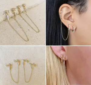 CZ double piercing earring