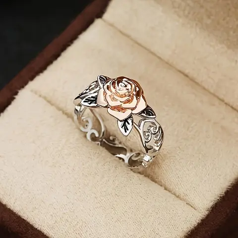 1 Unique Hollow Carved Exquisite Flower Women Anniversary Commemorative RingDaily Casual Wear Paired Accessories Express Love as A Gift (No Box) Beautiful Rings Jewelry Rings