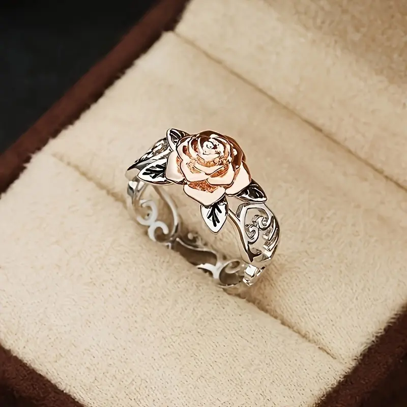1 Unique Hollow Carved Exquisite Flower Women Anniversary Commemorative RingDaily Casual Wear Paired Accessories Express Love as A Gift (No Box) Beautiful Rings Jewelry Rings