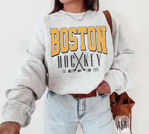 [SALE UP TO 49%] Vintage Boston Hockey Sweatshirt | Retro Boston Ice Hockey Merch Crewneck for Men and Women | Boston Sports Fan Shirt