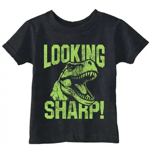 Toddler Funny T Shirts Looking Sharp Sarcastic T Rex Graphic Novelty Tee For Young Kids Funny Toddler Shirts Funny Dinosaur Apparel Childrens Graphic Tees Black -