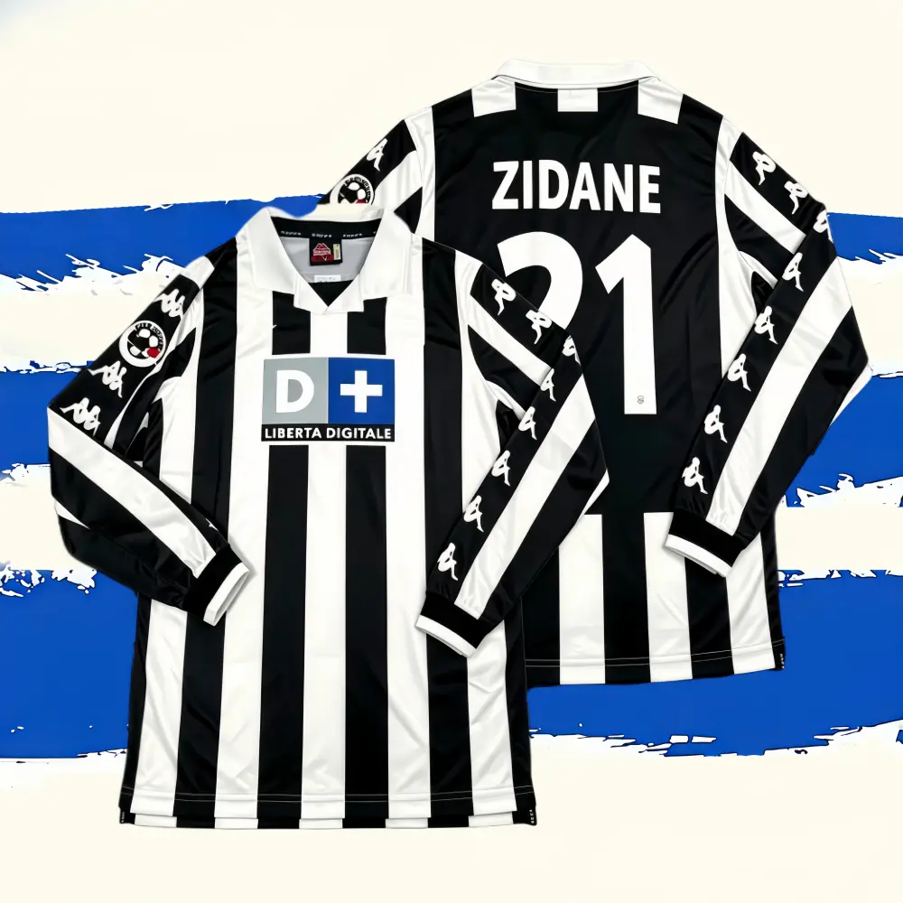 99-00 Home game No.21 Zidane long-sleeved white and black jersey