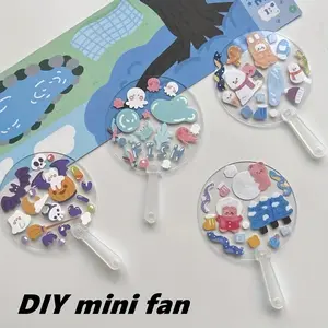 50pcs Mini transparent fan Blank multi-purpose student diy handmade small fan DIY mini transparent fan handicrafts