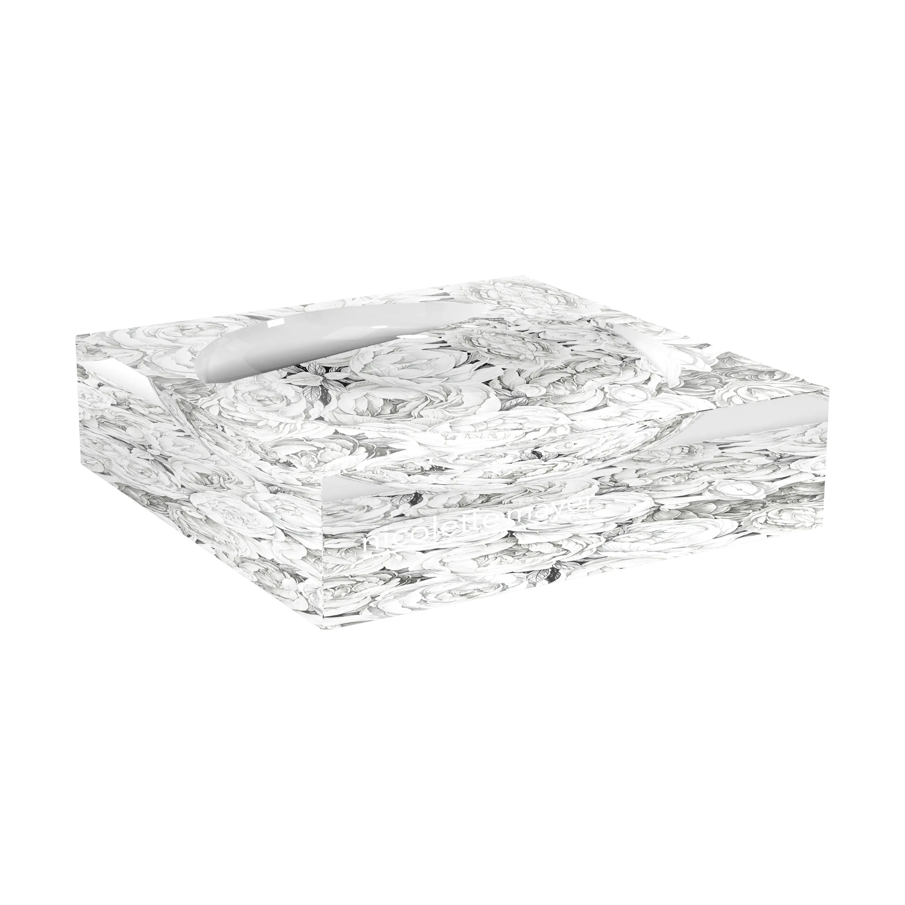 Peony Passion Black White Acrylic Candy Catchall Dish