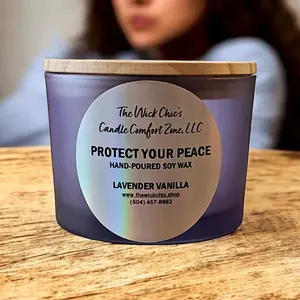 The Wick Chic's Candle Comfort Zone, LLC Scented Soy Wax Candle - Protect Your Peace - Lavender Vanilla - Ornaments, Decor