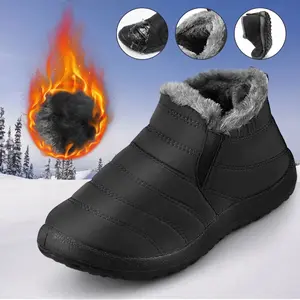 Waterproof Winter  Shoes Snow  Fur-lined Slip On Warm Ankle Size USA shoes men
