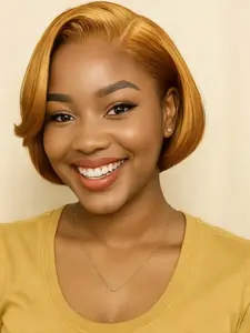 Human Hair Wig 13x4 Lace Front Glueless Pixie Cut Wigs, Short Straight Bob 10 Inch, 180% Density, Glossy Finish, Natural Look, Frontal Wig