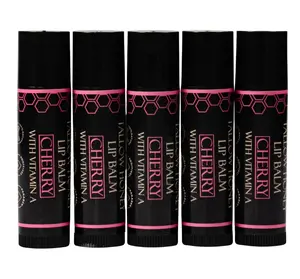 Organic Tallow Lip Balm (5 Pack) - Hydrating With Organic Italian Olive Oil, Pure Grass Fed Tallow, and Beeswax - Long Lasting Lip Therapy (5 Pack, Cherry)