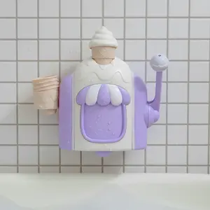 Children Bubble Machine, Manual Bath Toy, Foam Maker for Kids Bathroom, Non-Battery Operated, Includes Four Ice Cream Buckets