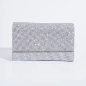 Banquet bag Silver sparkling diamond small square bag Phone bag Shoulder cross chain bag Ball party bag Women's bag