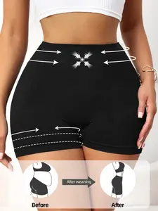 Women's Breathable Sports Underwear, Comfortable Daily Wear Panties, Slimming Butt Lifting Design, Ideal for Gym & Fitness, Plain Ribbed Shorts