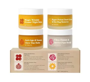 4-in-1 Complete Skincare Set: Day Cream, Night Cream, Eye Cream & Scrub✨ Calendula Gentle Pomegranate Exfoliant