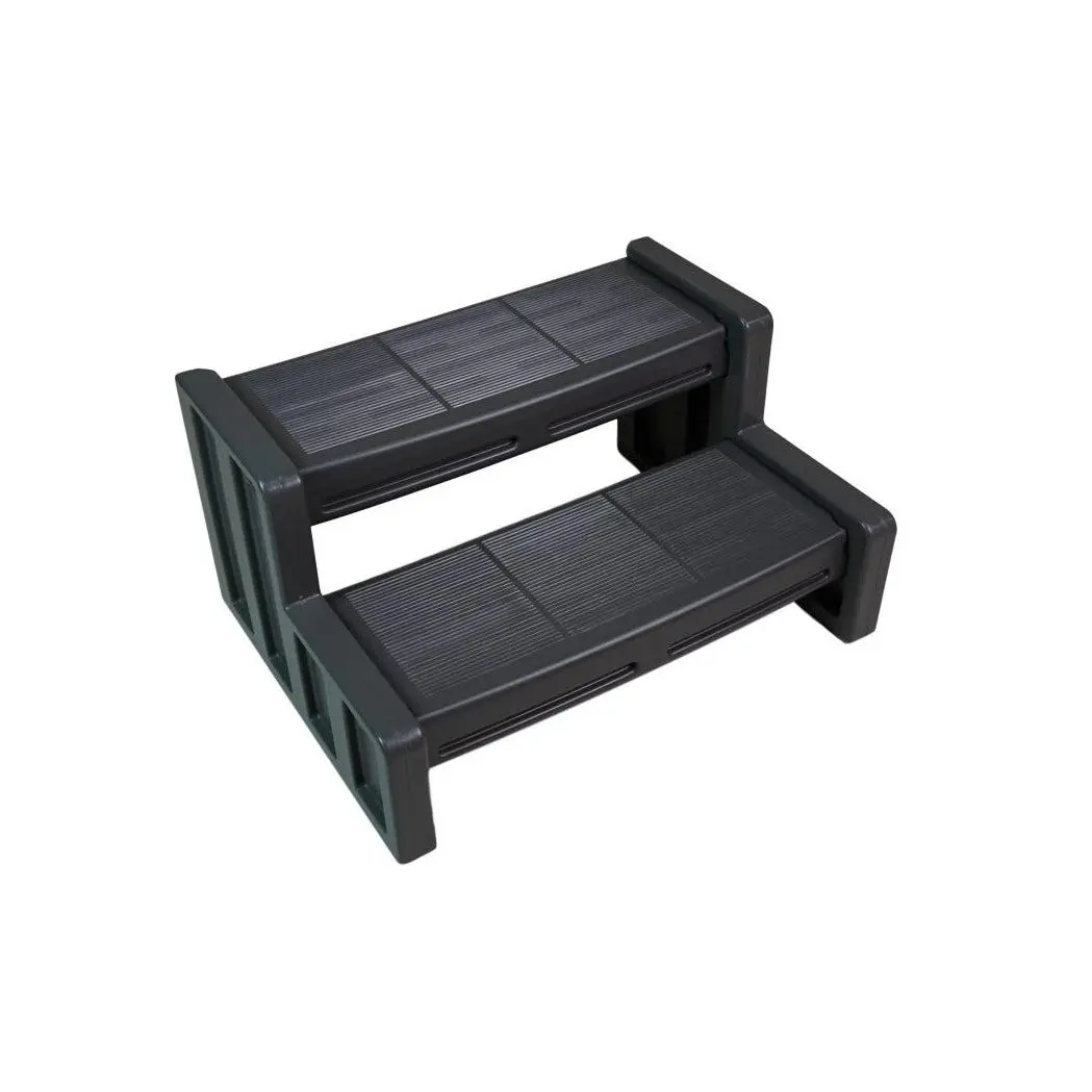 Vinyl Works Plastic Steps, 29" Multipurpose Indoor/Outdoor 2 Step Ladder, Black