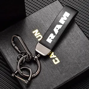 Metal Leather Car Styling Emblem Keychain Buckle Key Chain Rings Pendant Men Women Gift For Dodge Ram 1500 2500 3500 Auto Accessories Keychain Lanyard